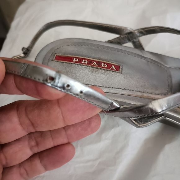 Prada Silver metallic Jeweled  Sandals size 38 - Picture 11 of 16